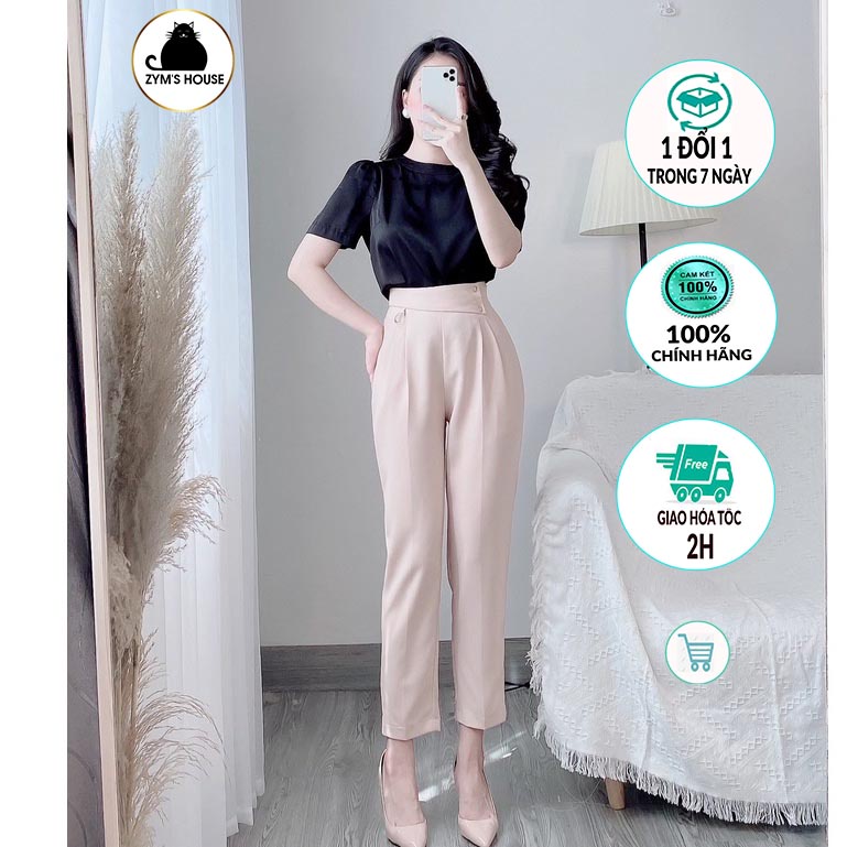 Quần Baggy Công Sở Nữ Cạp Cao Tag Chữ D Zym's House - K185