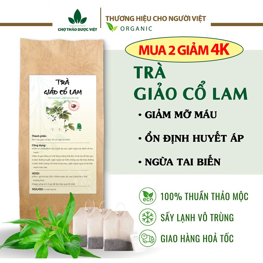 Trà giảo cổ lam túi lọc (Ổn định huyết áp, hạ mỡ máu, tăng cường hệ miễn dịch) - Chợ Thảo Dược Việt