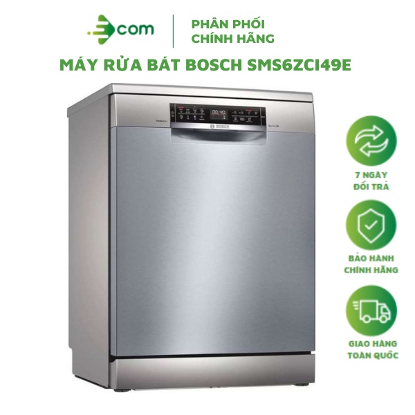 Máy rửa chén bát Bosch SMS6ZCI49E mặt thép không gỉ, sang trọng