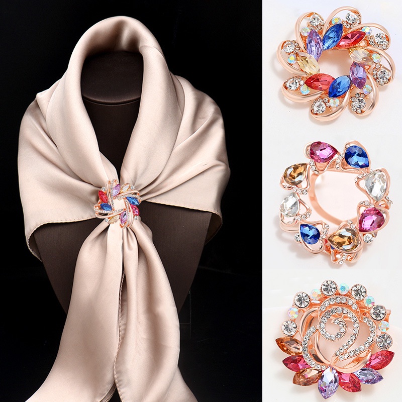 Ghim Cài Áo tudung Bằng Hợp Kim Đính Đá Phong Cách Hàn Quốc Dễ Phối Đồ