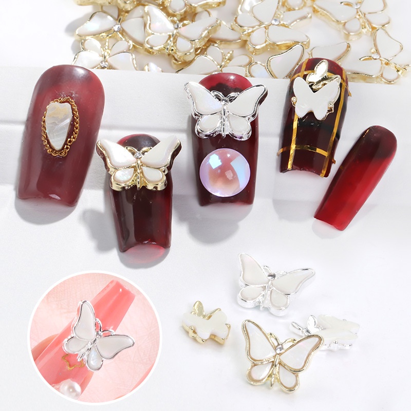 (MớI) Miếng DáN Trang Trí MóNg HìNh BướM ĐíNh Kim Sa