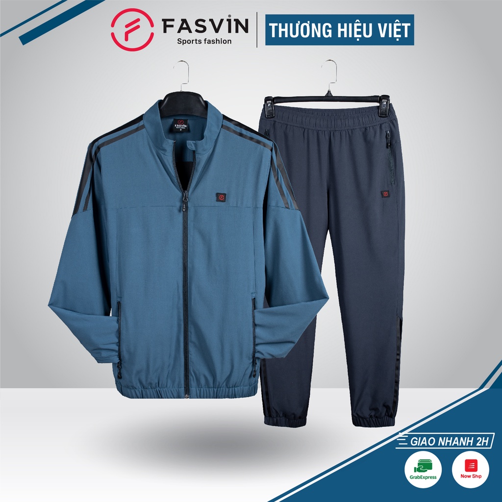 Bộ Quần Áo Gió Thể Thao Nam FASVIN BC22521.HN 02 Lớp Lót Thun Dày Dặn Ấm Áp Chất Vải Và Phom Dáng Rất Đẹp