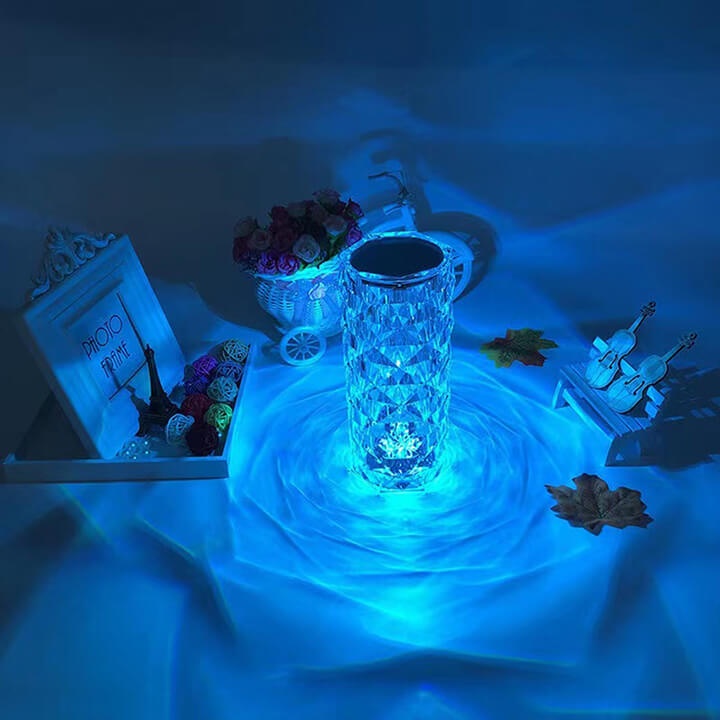 Đèn ngủ để bàn pha lê trang trí decor phòng hot tiktok Led RGB 16 màu, Cap sạc Type C - Tặng kèm điều khiển từ xa