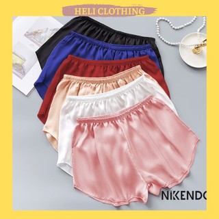 Quần đùi lụa mặc nhà, quần ngủ nữ chất lụa đẹp, hàng may kỹ, đáy cao, phom rộng dưới 60kg