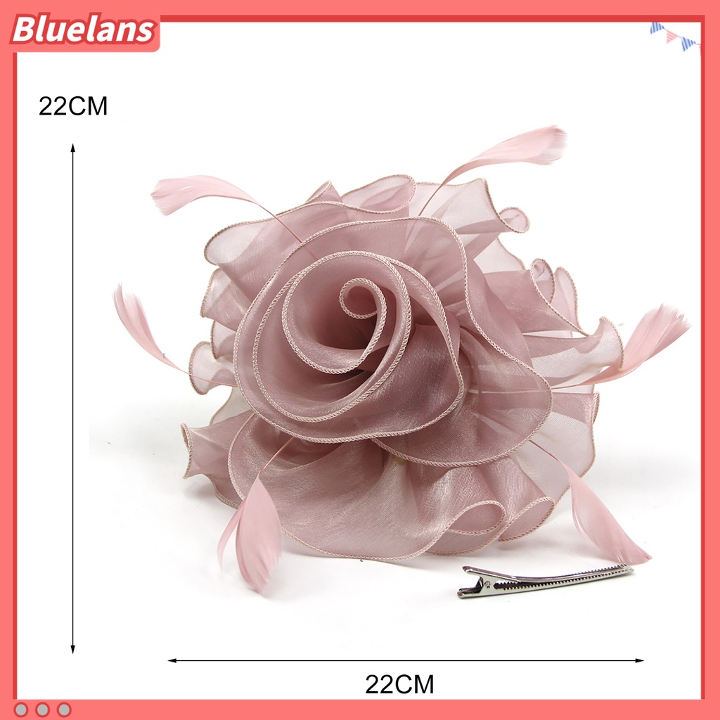 Mũ Lưới Trùm Đầu Màu Trơn Đính Hoa Và Lông Vũ Mini 48h