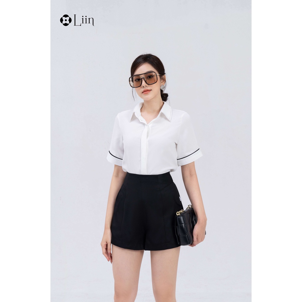 Áo sơ mi cộc tay Linbi chất liệu vải đũi mix trần chỉ thanh lịch, trẻ trung Liin Clothing SM4545