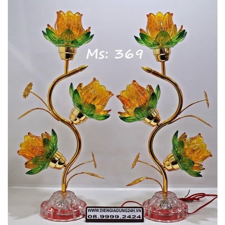 ĐÈN THỜ CÚNG PHA LÊ THUỶ TINH 369  1 CẶP