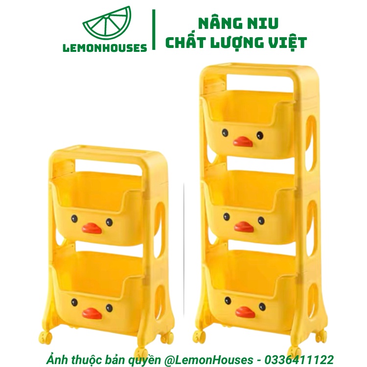 Kệ 2 tầng, kệ 3 tầng, kệ 4 hình Vịt vàng siêu đáng yêu, chất liệu nhựa cứng an toàn tuyệt đối với trẻ nhỏ