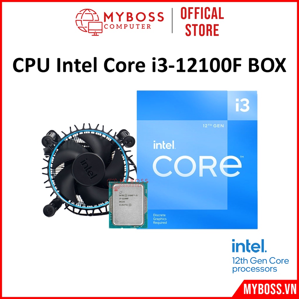 CPU Intel Core i3-12100F TRAY/BOX (TRAY TẶNG KÈM TẢN KHÍ COOLMOON P2 RGB) bảo hành chính hãng 36 tháng