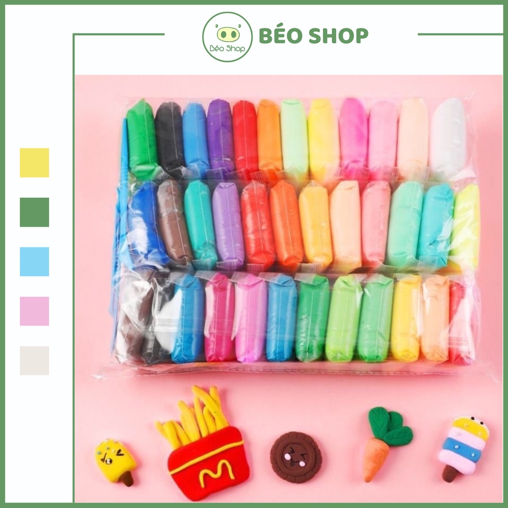 Đất nặn đất sét tự khô Béo shop siêu nhẹ an toàn set 12 24 màu cao cấp Softclay nặn tạo hình làm Butter slime