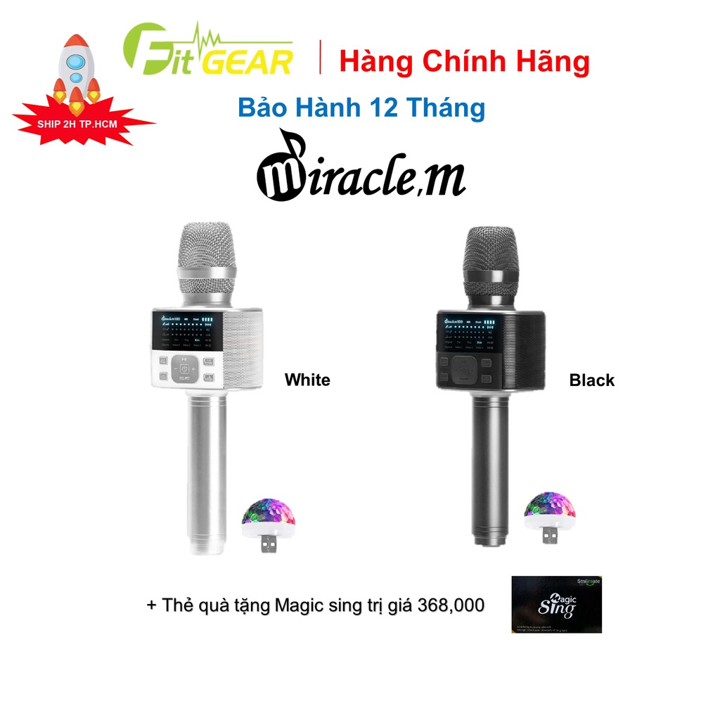 Micro Không Dây Hàn Quốc Miracle M100 - Micro Karaoke Bluetooth - Âm Thanh Cực Hay - Hàng Chính Hãng - Bảo Hành 12 Tháng