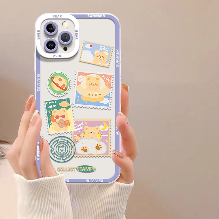 Ốp Điện Thoại Silicon TPU Mềm Trong Suốt Hình Gấu Chống Sốc Cho IPhone 14 13 Pro Max 11 12 6S 7 8 14 Plus X XS XR