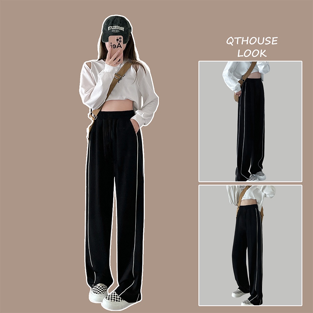 Quần jogger ống rộng nam nữ , quần 2 line thể thao track pants Qthouse
