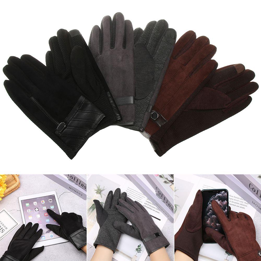 BTLIMER 1 Đôi Găng Tay Da Lộn Cảm Ứng Chống Gió Chống Trượt Bảo Vệ Toàn Diện