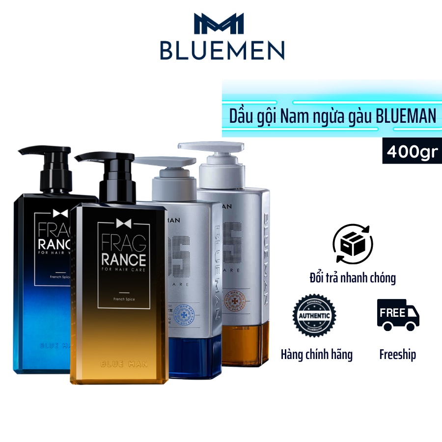 Dầu Gội Nam BLUEMAN Sạch Gàu -  Hương Nước Hoa Thơm Lâu Đầy Nam Tính 400ml