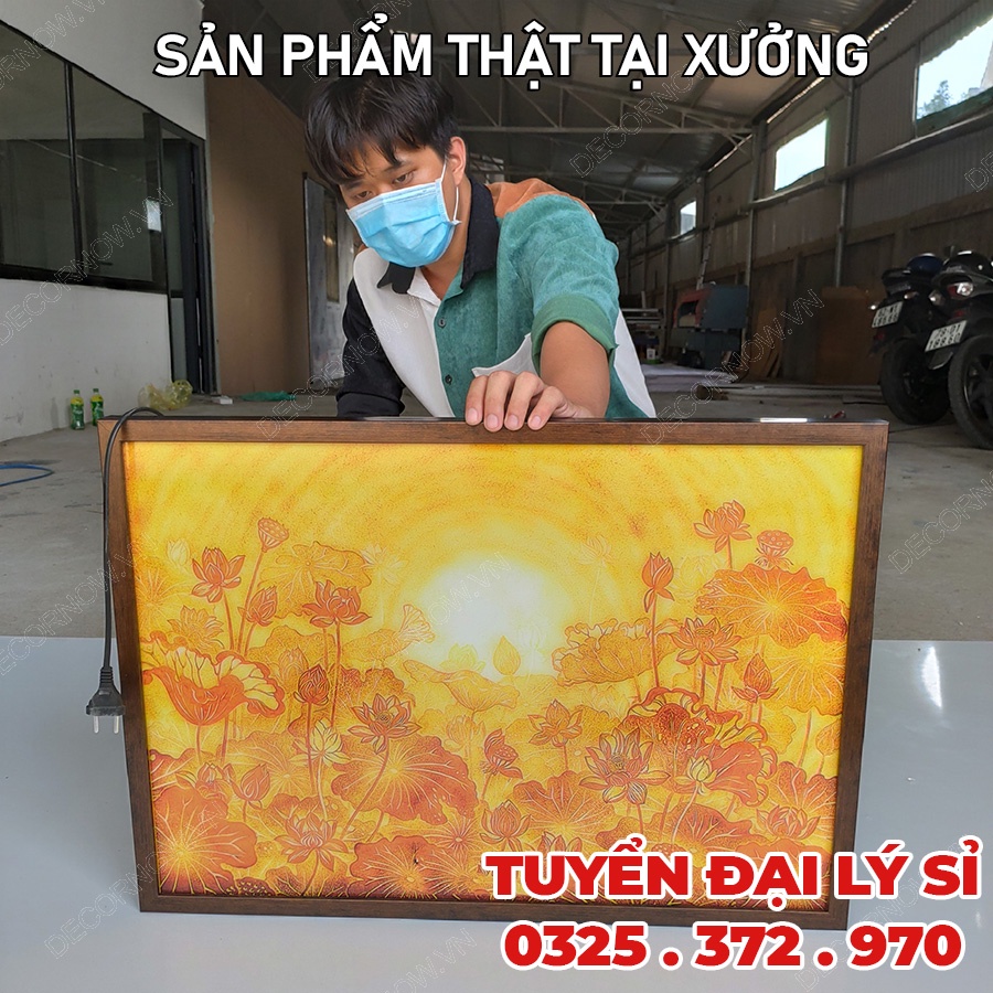 Đèn Hào Quang In Tranh Trúc Chỉ Ngang Độc Quyền, Cắm Điện Tại Xưởng Tranh DecorNow - TC231