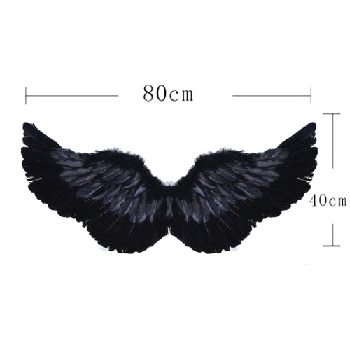 Đôi Màu Đen Cánh thiên thần cosplay màu trắng