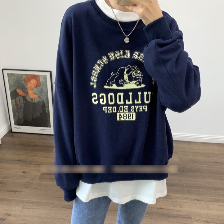 SUXI Áo Thun Nữ Dài Tay Cổ Tròn Thiết Kế Mới Đơn Giản Thời Trang Mùa Thu Theo Phong Cách Hàn Quốc