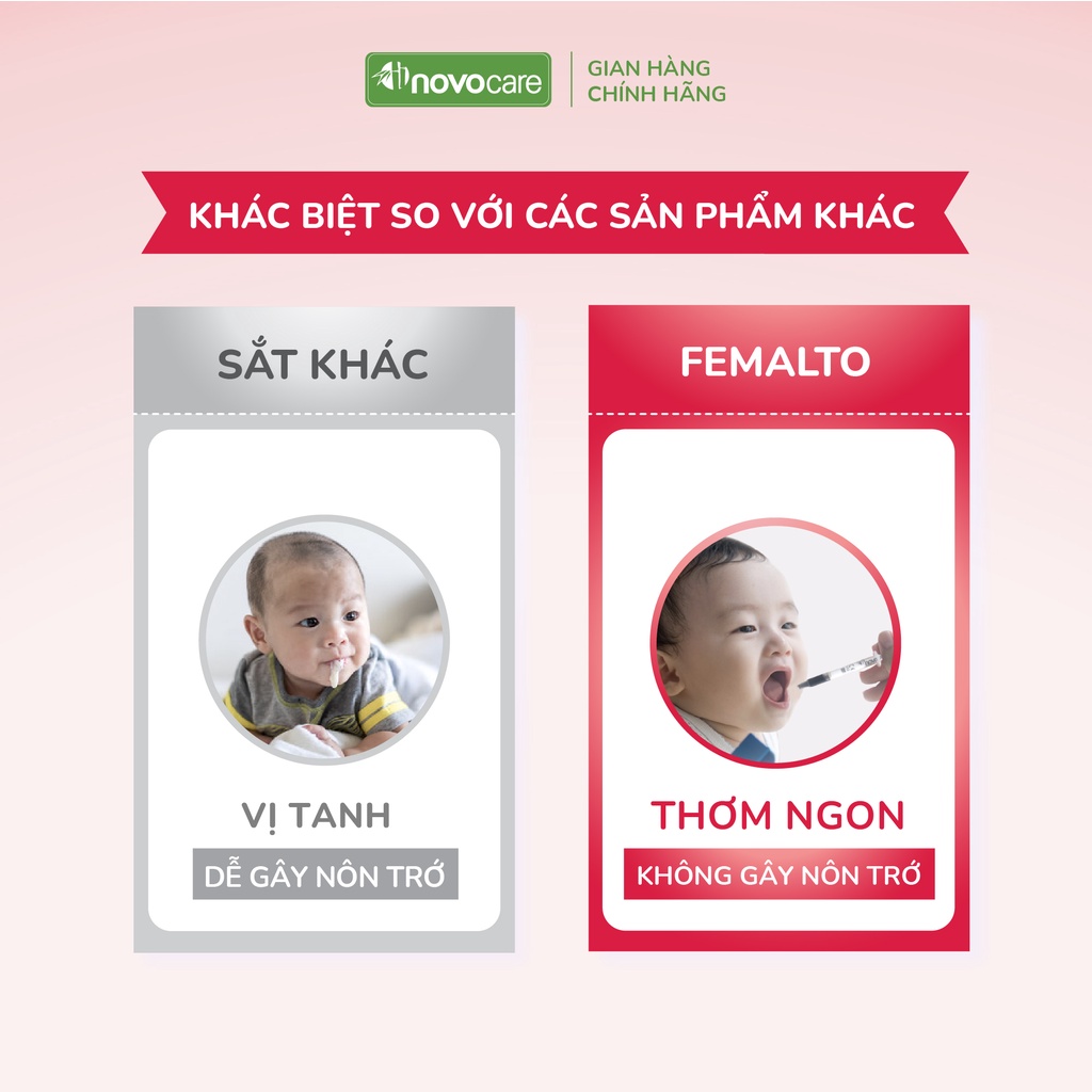 Sắt cho bé Novocare - Femalto bổ sung sắt hữu cơ dạng giọt, không tanh, không gây táo bón