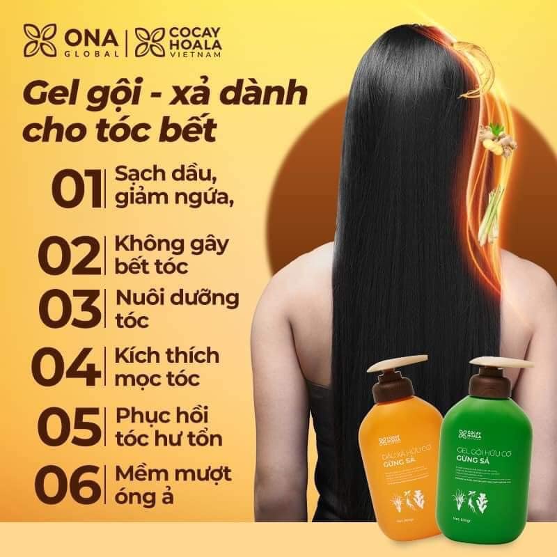 Dầu Gội Xả Hữu Cơ Gừng Sả - Combo dầu gội Cỏ Cây Hoa Lá Làm sạch sâu da đầu, giảm tóc bết 1000g