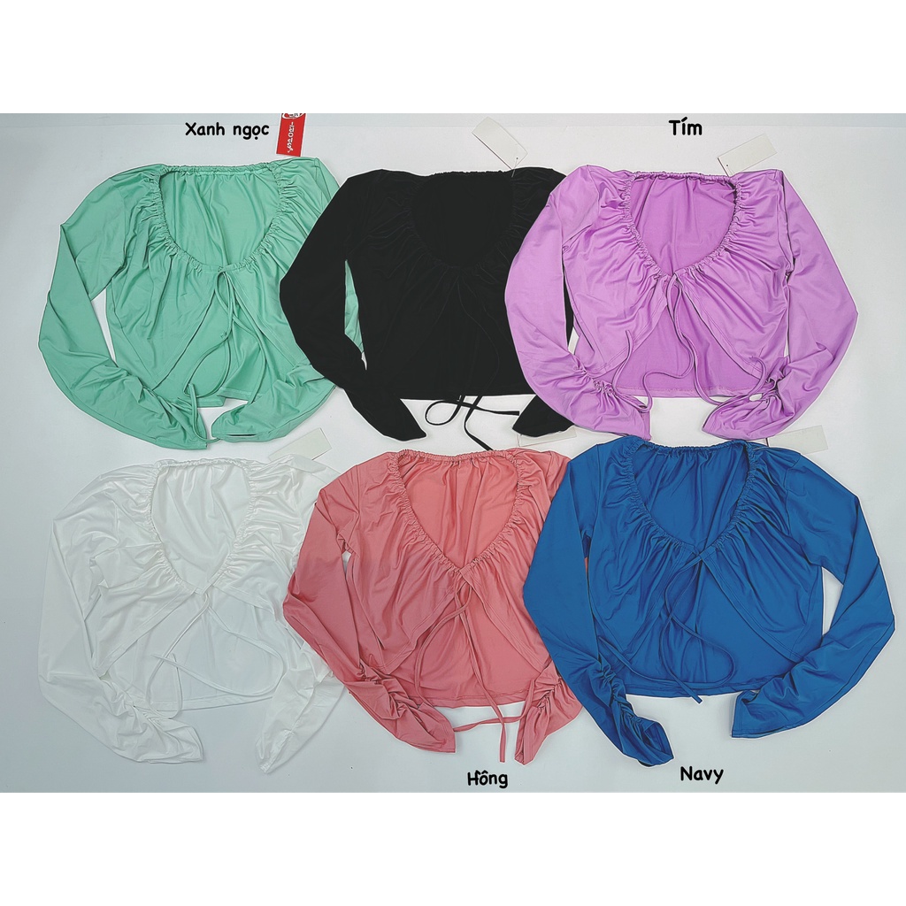 Áo Khoác Tay Dài Thể Thao Nữ Cổ Nhún Siêu Xinh