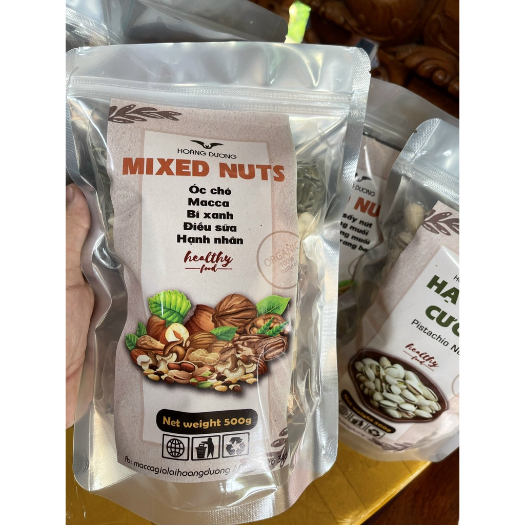 500gr Hạt Dinh Dưỡng Mix Nuts 5 Loại Hạt Sấy Chín Nguyên Vị , Ngủ Cốc Granola Ăn Kiêng Giảm Cân vườn