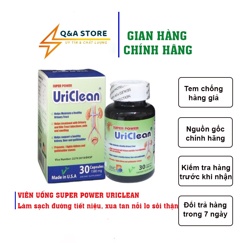 Super Power UriClean – Làm tan sỏi thận, gan, mật Nhập Khẩu Mỹ