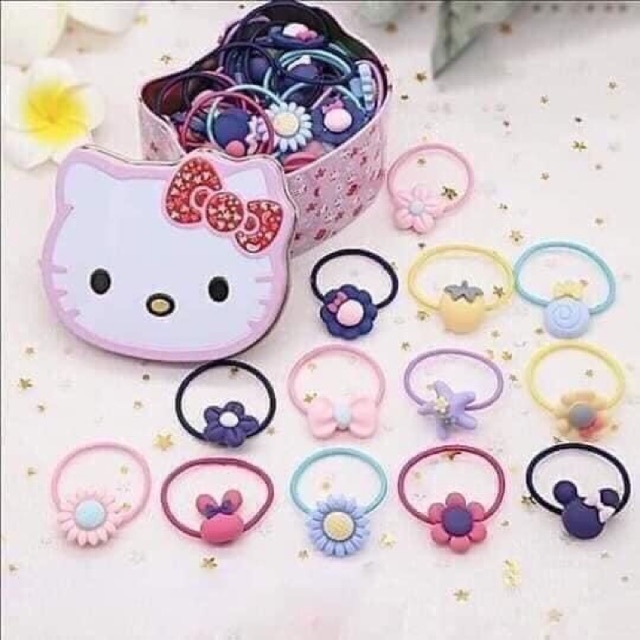 Set 40 dây cột tóc cho bé ( hộp kitty)