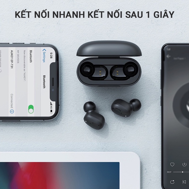 Tai Nghe bluetooth AUKEY EP-T31 TWS Chống Ồn USB-C Sạc không dây 30H IPX5 10-15M