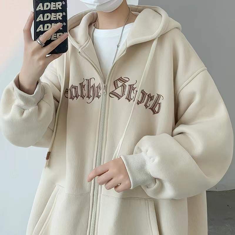 Áo Khoác Hoodie Thể Thao Dáng Rộng Có Khóa Kéo Phong Cách Hàn Quốc Dành Cho Cặp Đôi