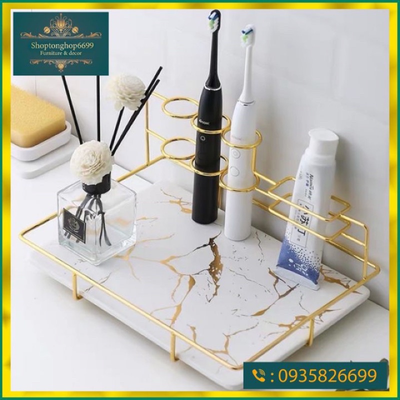 (Có sẵn )Khay sứ để bàn chải , kem đánh răng, đồ nhà tắm .....
