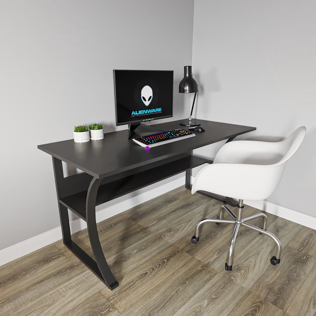 Bàn làm việc chữ u mặt gỗ công nghiệp MDF bàn học sinh gaming để máy tính văn phòng chân sắt sơn