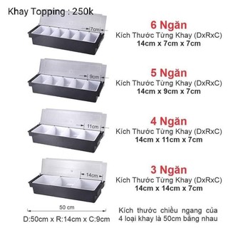Khay Topping Nhựa 3 ngăn - 4 ngăn - 5 ngăn - 6 ngăn đựng topping trà sữa - Đựng hoa quả