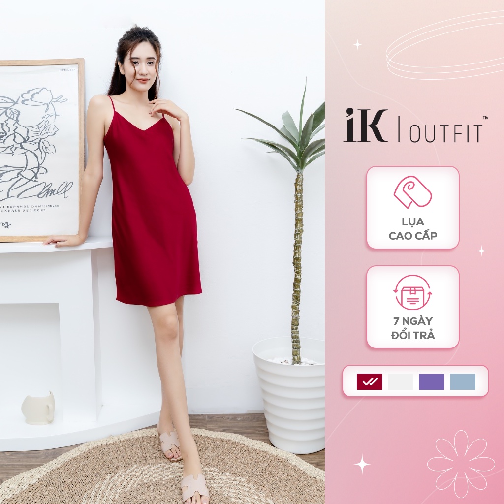 Đầm Ngủ Hai Dây Hở Lưng IK OUTFIT Chất Liệu Lụa Cao Cấp, Kiểu Dáng Quyến Rũ, Sang Trọng ISDA0534