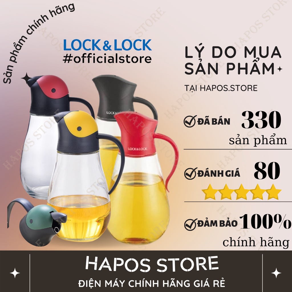 Bình đựng dầu ăn Lock&Lock tự động mở nắp, lọ đựng dầu ăn thủy tinh 300ml - 550ml - HAPOS