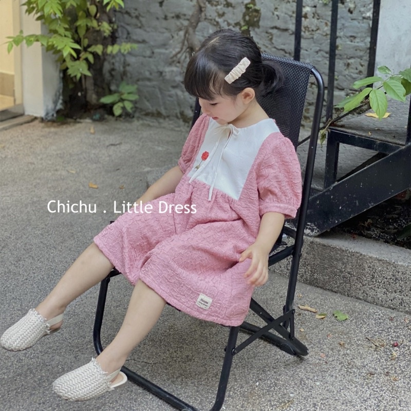 Đầm Mẹ Và Bé Gái Ngắn Tay Mix Hoa Thêu