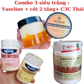 Combo Siêu Kích Trắng Gồm Kem Body Cốt Ủ Siêu Trắng + Kem Kích Trắng Abutine C3C+ kích trắng vaseline x10