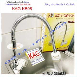 Vòi lạnh rửa chén bát Valencia KAG-KB08, vòi cần bẻ Valencia Korea gắn chậu lò xo nước mạnh sử dụng tốt