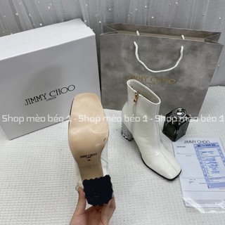 Bốt boot jc da bóng mũi vuông gót trụ pha màu fullbox