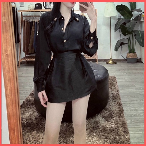 Áo sơ mi lụa dài tay nữ hàng Qc siêu đẹp phối với quần,chân váy đều đẹp ạ