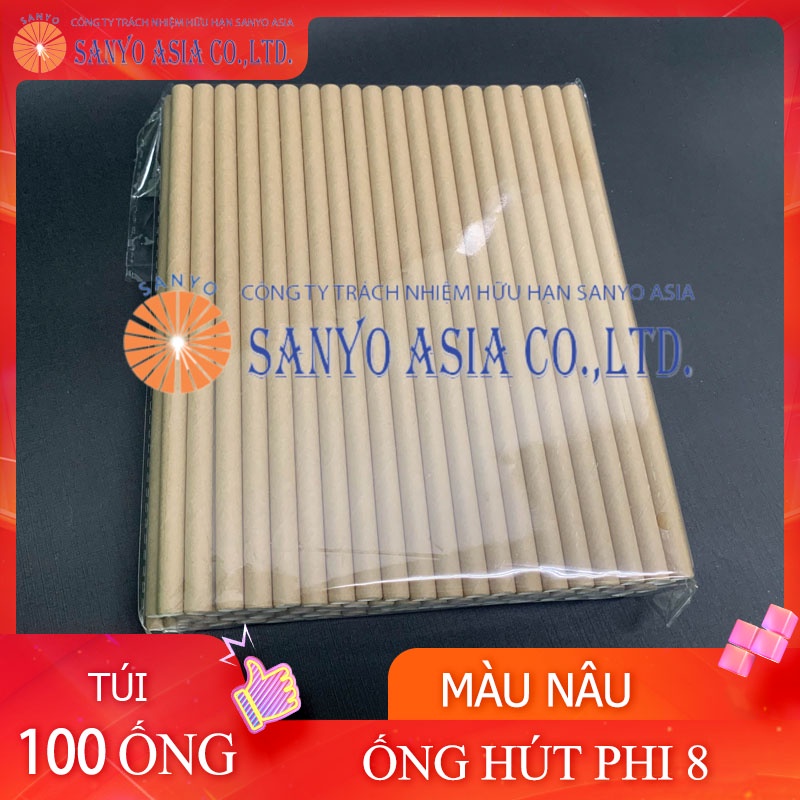 COMBO 100 Ống hút giấy NÂU cao cấp Phi 8