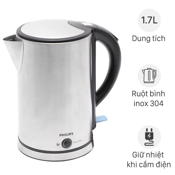 Bình đun siêu tốc giữ nhiệt Philips 1.7 lít HD9316