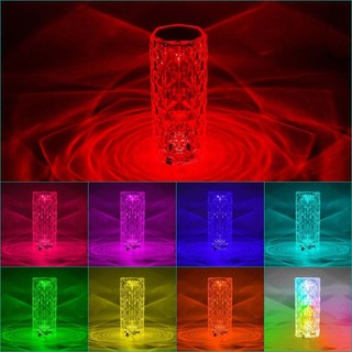 LED Crystal Table Lamp Diamond Rose Bar Night Light Touch Atmosphere Bedside
