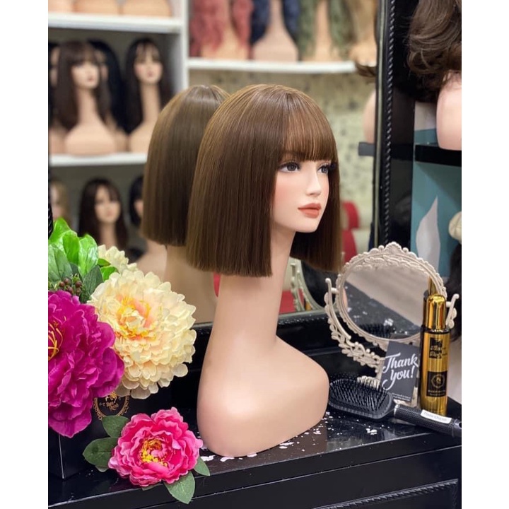 Tóc nguyên đầu nữ siêu da 3D siêu thật duỗi thẳng siêu đẹp 35cm