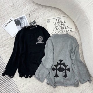 Áo len chrome hearts rách chữ lưng