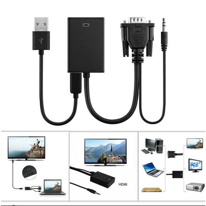 Cáp chuyển đổi từ VGA sang HDMI có âm thanh-VGA TO HDMI có âm thanh