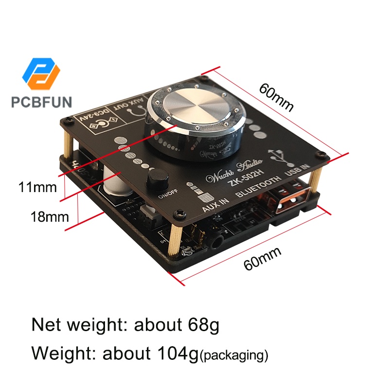 Bảng Mạch Khuếch Đại Âm Thanh Nổi Kỹ Thuật Số Zk-502h 50wx2 Chip Tpa3116d2 Kết Nối Bl