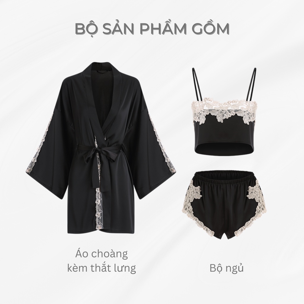 Bộ đồ ngủ VICKE SECVIA chất ren cao cấp, đầy đủ phụ kiện đi kèm, phong cách sang trọng sexy quyến rũ 1092 | BigBuy360 - bigbuy360.vn