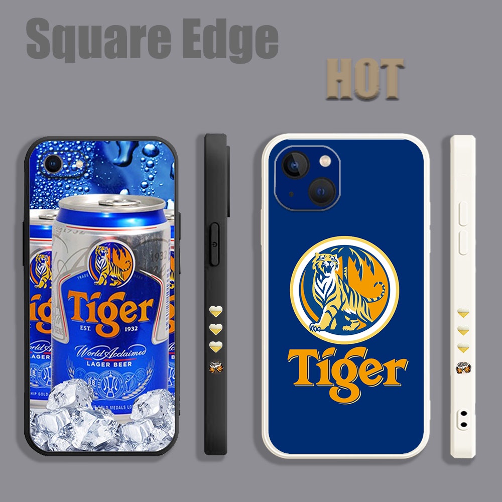 Ốp Điện Thoại Viền Vuông In Hình Hổ Lon Bia Tiger LJD16 Cho iPhone 14 Pro Max Plus Edge