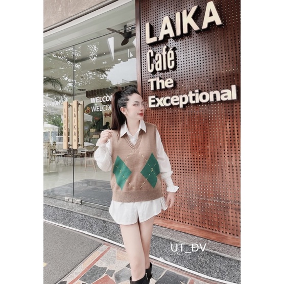 Áo len gile trám to